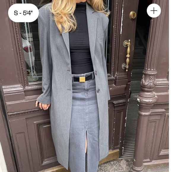 NEW Djerf Avenue Forever Coat Long Button Oversized Blazer in Grey size small - Picture 5 of 14